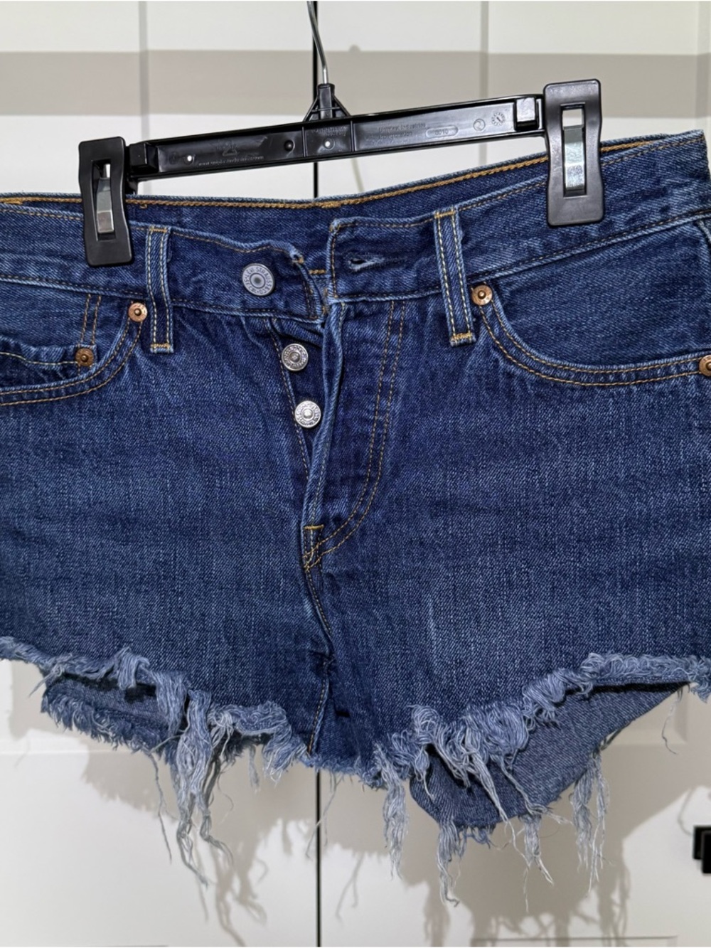 Levi's Dark Blue Distressed Cutoff Jean Shorts
